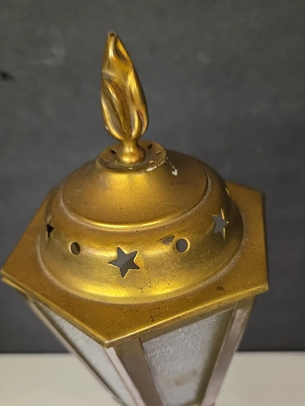 Vintage Arts & Crafts Barley Twist Brass Lantern,